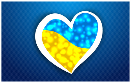 Love Ukraine.  Flag Heart Glossy Buttonのイラスト素材