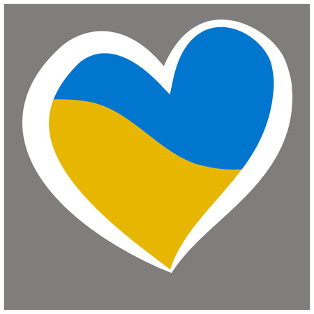 Ukraine Vector Flag Inside Heart. Shape Graphic Element Illustration Template Design.のイラスト素材