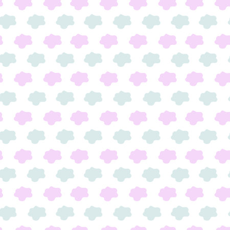 Pink green blue clouds of steam, smoke on white. Seamless pattern. Vector. Aroma, smell, aromatherapy. For print, textile, fabric, nursery wallpaper, book cover, notebook spa brochure flyerのイラスト素材