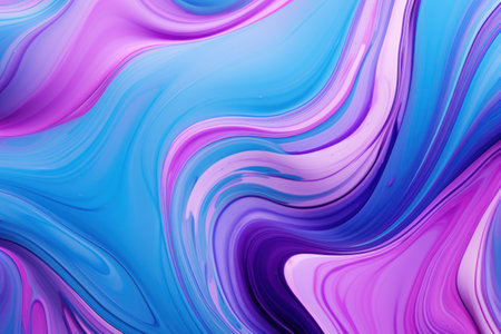Abstract background of colored floating liquid in purple turquoise blue pastel colors. Paint flows smoothly into each other, mixing in beautiful patterns. Texture of liquid paint. Print, card, designの素材
