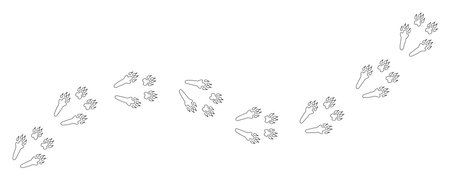 Rabbit or hare tracks in the snow. Path footprints of Rabbit, hare, bunny or pika. Rabbit paws. Hare steps. Contour. Vector isolated. Diagonal track. Pet shop, print, textile, game, postcard, zooのイラスト素材