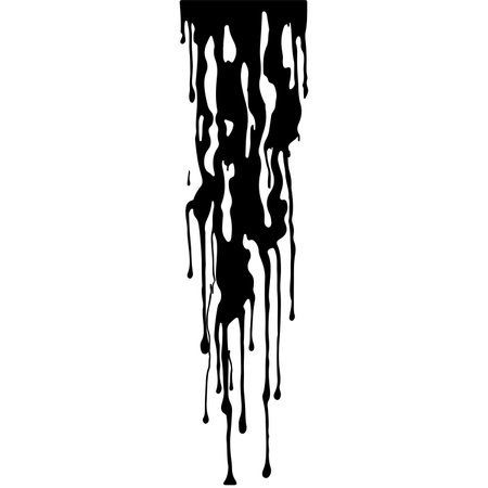 Abstract Dripping Paint. Black ink flows down in long streams and drops. The flowing black liquid. Droplets. Dirty grunge texture. Vector illustration isolated on white background. Design elementのイラスト素材