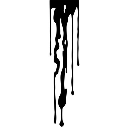 Abstract Dripping Paint. Black ink flows down in long streams and drops. The flowing black liquid. Droplets. Dirty grunge texture. Vector illustration isolated on white background. Design elementのイラスト素材
