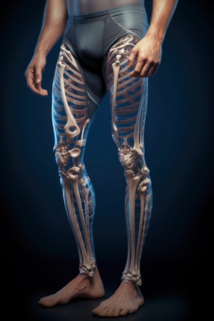 Human Leg Anatomy. A detailed view of leg bones. Ideal for educational content and medical studies.の素材