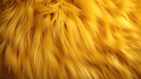 Close-up of a vibrant gold texture of soft fur with various shades of yellow. Dyed animal fur. Concept is Softness, Comfort and Luxury. Can be used as Background, Fashion, Textile, Interior Designの素材