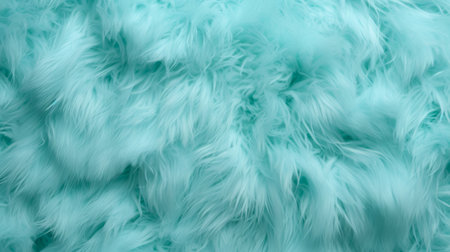 Close-up of vibrant blue texture of soft fur with various shades of emerald. Dyed animal fur. Concept is Softness, Comfort and Luxury. Can be used as Background, Fashion, Textile, Interior Designの素材