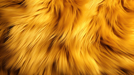 Close-up of a vibrant gold texture of soft fur with various shades of yellow. Dyed animal fur. Concept is Softness, Comfort and Luxury. Can be used as Background, Fashion, Textile, Interior Designの素材