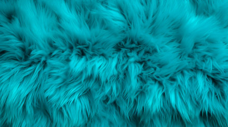 Close up of vibrant blue fur texture with various shades of turquoise. Dyed animal fur. Concept is Softness, Comfort and Luxury. Can be used as Background, Fashion, Textile, Interior Designの素材