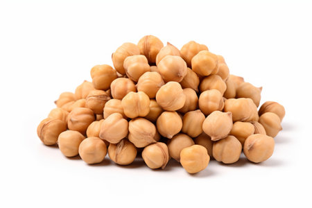 Chickpeas in heap, isolated on a white background, ideal for culinary and food concepts. Legumes. Superfood.の素材