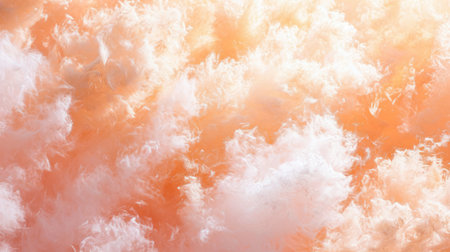 Fashionable Peach feather texture. Background. Trendy color. Concept of Softness, Comfort and Luxury. Ideal for a backdrop, Fashion, Textile, Interior Design. Furry surface.の素材