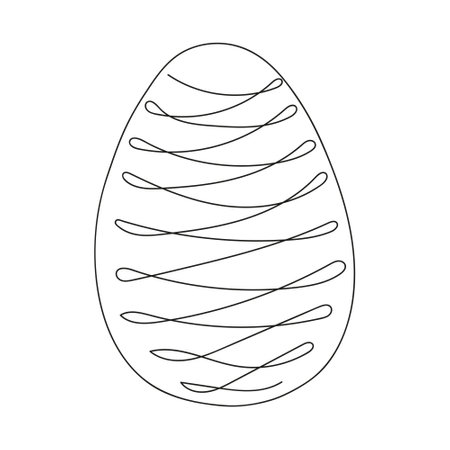 Easter egg with pattern. Continuous one line drawing. Vector illustration on white background. Minimalist. Design element. Ideal for icon, logo, print, Easter decoration, coloring book, greeting cardのイラスト素材