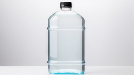 Large transparent plastic water bottle isolated on light background. Concept of bulk water storage, hydration supply, and health awareness.の素材