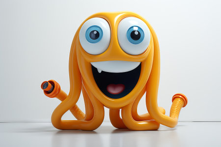Gleeful character with exaggerated features and a friendly demeanor. Concept of children's stories, imaginative design, and digital art. Rubber hoseの素材