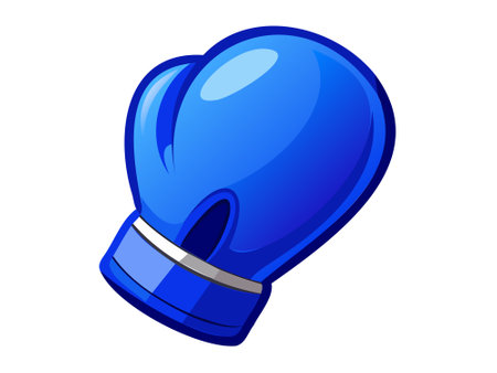 Blue boxing glove illustration. Single sporting glove with a simplistic design. Concept of sports equipment, boxing training, athletic gear, combat sports. Isolated on white backgroundのイラスト素材