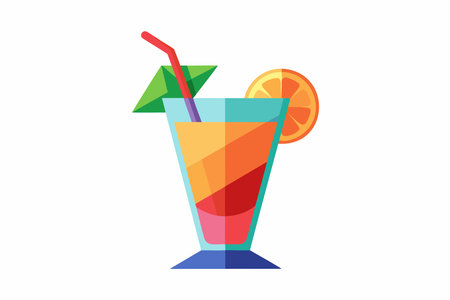 Refreshing tropical cocktail isolated on white background. Vibrant fruit drink. Concept of summer drinks, exotic beverages, leisure. Design element. Print. Graphic artのイラスト素材