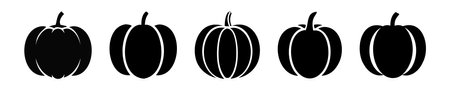 Set of Black pumpkin silhouettes isolated on white background.のイラスト素材