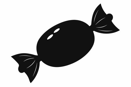 Black silhouette of a candy. Isolated on white background. Simple design of a bonbon.のイラスト素材