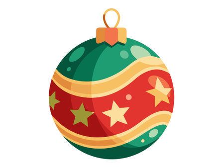 Christmas ornament with colorful pattern isolated on a white background. Concept of holiday decoration, festive season, winter celebration, minimalist style. Print, design element.のイラスト素材