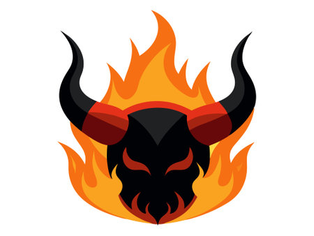 Black silhouette of a bull isolated on a white background. Concept of strength, courage, zodiac Taurus symbol, minimalist style. Print, icon, design element.のイラスト素材