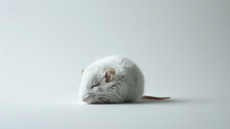 White lab mouse isolated on a clean background. Concept of animal testing, scientific research, biology study.の素材