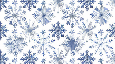 Watercolor snowflakes on white background. Concept of winter, holiday season, Christmas decoration, festive atmosphere. Winter background.の写真素材