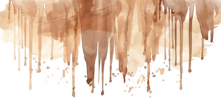 Abstract watercolor dripping paint splashes in warm earth tones. Concept of art background, texture, creative expression, watercolor painting, earthy hues.の写真素材