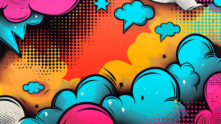 Vibrant Pop Art Style Abstract Background with Bold Colors and Geometric Patterns - Concept of Modern Art, Creativity, Dynamic Design, and Visual Impact.の写真素材