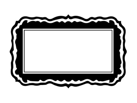 Elegant black ornate frame with wavy borders isolated on a white background. Concept of decoration, design element, vintage style, decorative border for art, text, or photos. Copy space.のイラスト素材