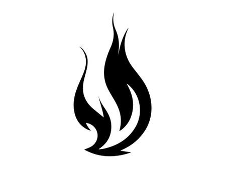 Black silhouette of abstract flames isolated on a white background. Concept of fire illustration, flame design, minimalist style, decorative element.のイラスト素材