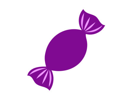 Purple wrapped candy icon isolated on a white background. Concept of sweet treat, confectionery, colorful candy, simple design. Ideal for print, web, and graphic elements.のイラスト素材