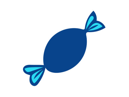 Blue wrapped candy icon isolated on a white background. Concept of sweet treat, confectionery, colorful candy, simple design. Ideal for print, web, and graphic elements.のイラスト素材