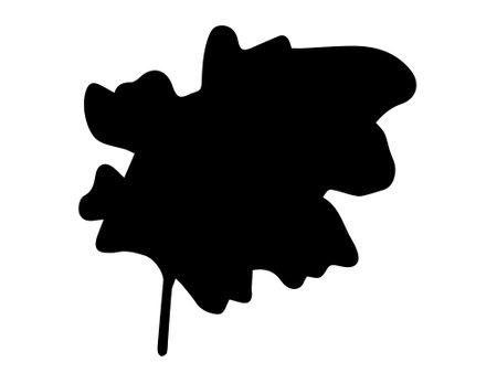 Hand-drawn black silhouette of a leaf isolated on a white background. Concept of nature, ecology, botanical elements, and environmental design. Symbol, icon, print.のイラスト素材