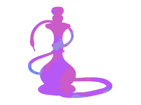 Colorful silhouette of a hookah isolated on a white background. Concept of smoking, relaxation,...