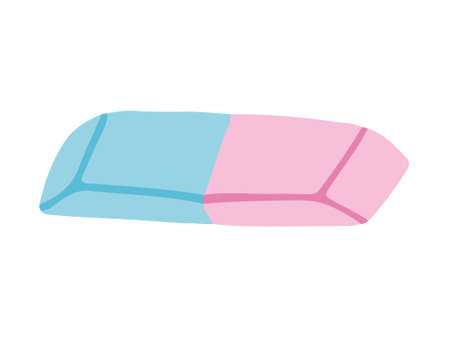 Dual-Color Eraser in Blue and Pink Isolated on a White Background. Concept of School Supplies, Art Tools, Stationery Essentials, Classroom Accessories. Design element.のイラスト素材