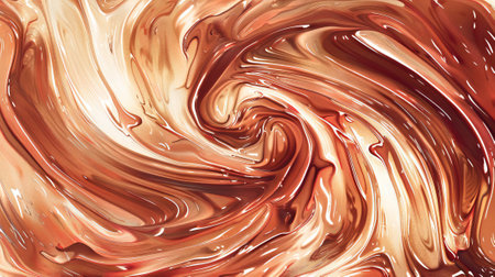 Watercolor Illustration of Chocolate Texture. Concept of Sweet Dessert, Creamy Swirl, Artistic Background, Confectionery. Copy space.の写真素材