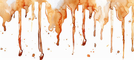 Abstract watercolor dripping paint splashes in warm earth tones. Concept of art background, texture, creative expression, watercolor painting, earthy hues.の写真素材