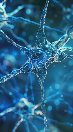 Abstract Neural Network Depicting Complex Synaptic Connections. Concept of Neural Science,...