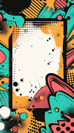 Colorful Pop Art Style Banner with Empty White Space for Text. Concept of Modern Creativity, Vibrant...