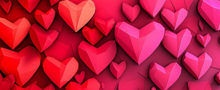 Bold Abstract Valentine's Day Background with Overlapping Hearts for Romantic Celebration, Love, Decorative Elements, and Festive Mood. Copy space.の写真素材