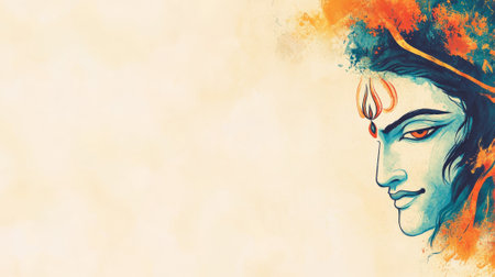 Maha Shivaratri Indian Festival Art in Modern Style Featuring Lord Shiva Depiction. Concept of...