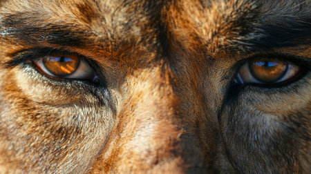 Close-Up of Intense Wild Animal Eyes Displaying Intricate Pattern and Rich Colors. Concept of Wildlife Observation, Animal Focus, Nature Beauty, Intense Gaze.の写真素材