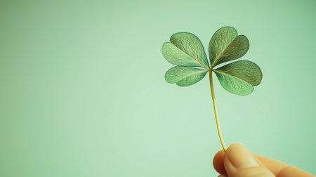 Hand Holding Four-Leaf Clover on Saint Patrick's Day. Concept of Luck, Celebration, Symbolism and...