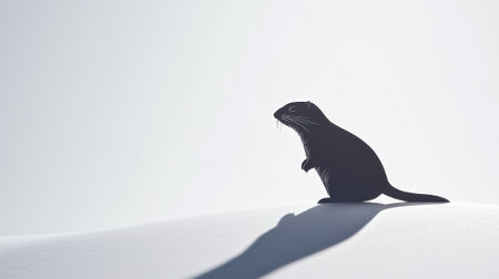 Silhouette of a Groundhog on Snowy Hill. Concept of Groundhog Day, Shadow, Anticipation of Spring. Copy space.の写真素材