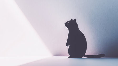Silhouette of a Groundhog Cutout in Soft Light. Concept of Groundhog Day, Shadows, and Seasonal...