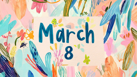 Colorful March 8 Watercolor Art Celebrating International Women's Day Concept of empowerment,...
