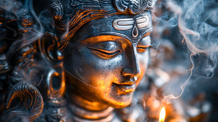 Detailed View of a Beautifully Carved Maha Shivaratri Statue with Intricate Decorations. Concept of...