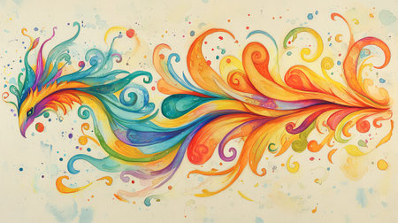 Vibrant Watercolor Illustration of Dynamic Bursts with Colorful Swirls and Abstract Shapes. Concept...