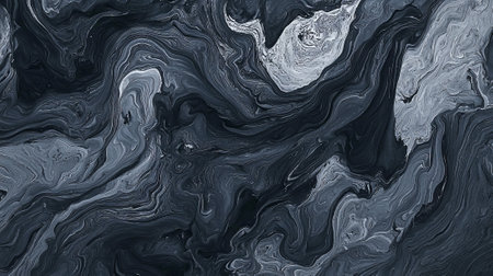 Abstract Black and White Swirling Pattern Art. Concept of modern artistic design, fluid motion. Ash...