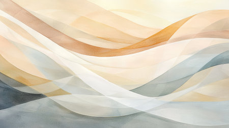 Abstract Art Illustration of Swirling Patterns in Earth Tones. Concept of Fluidity, Softness, Nature Inspired Design. Ash Wednesday. Copy Space.の写真素材