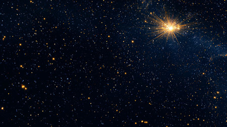 Radiant Christmas Star Amidst a Sea of Glowing Stars: Concept of Celestial Beauty, Holiday Magic,...